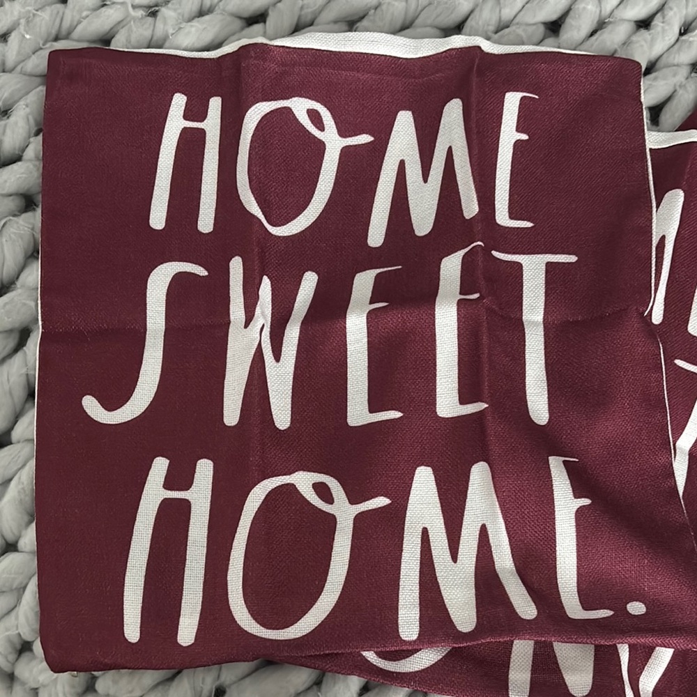 Red 'Home Sweet Home' Decorative Pillow Cover